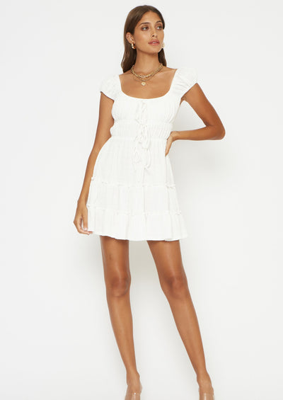 Kassandra White Bohemian Mini Dress