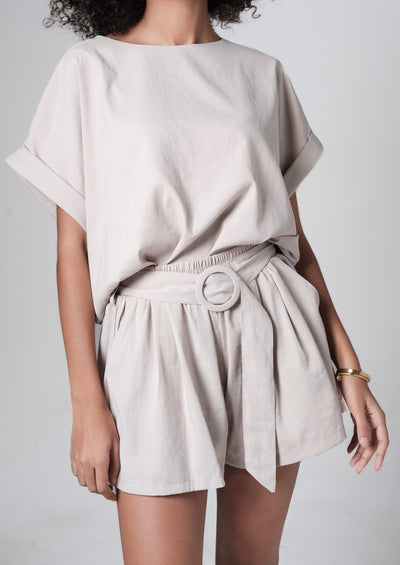 Oversized Taupe Shorts Set