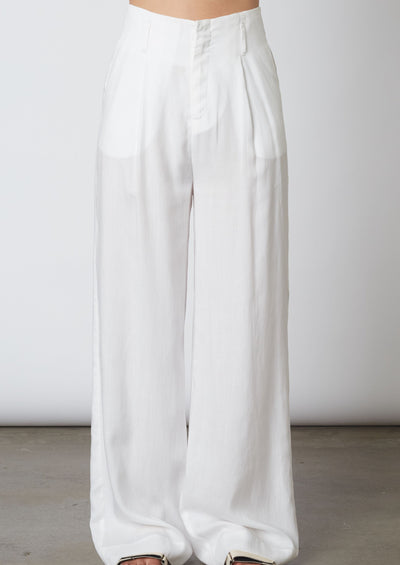 Marseille High-Waisted White Trouser Pants