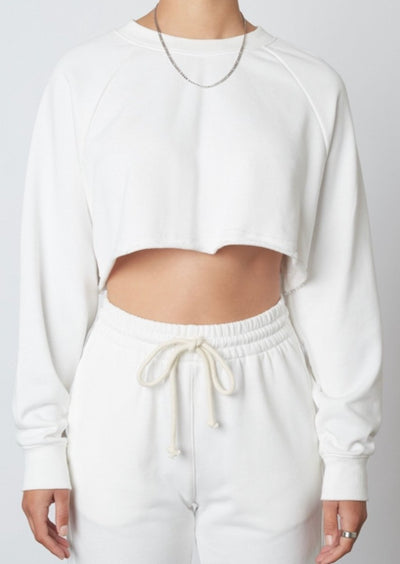 Raglan White Cropped Top