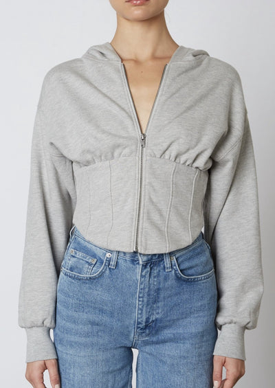 Grey Corset Hoodie Women's Top