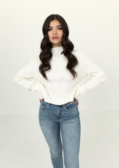 Amara White Open Back Sweater